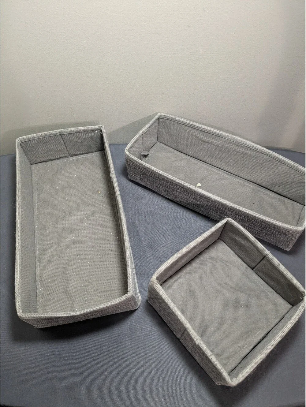 Set of 3 Gray Fabric Storage Baskets